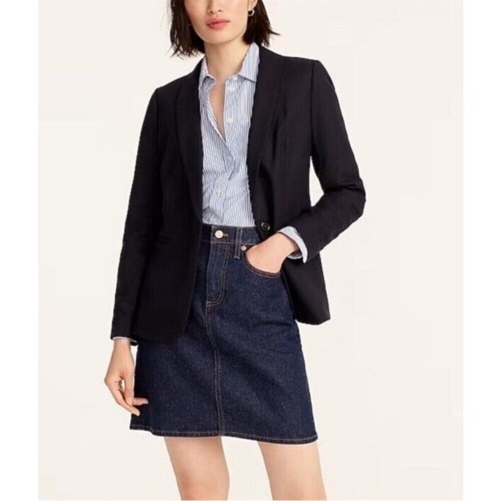 J.Crew Parke Wool Blazer Black Classic Tailored Workwear Jacket, size 2